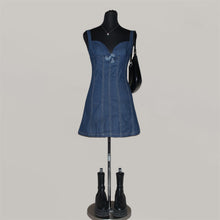 Load image into Gallery viewer, Pepper Mayo rosalia denim mini dress (XS)
