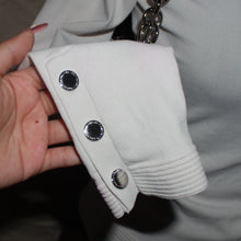 Load image into Gallery viewer, White v-cut buttoned sleeve top (XS)

