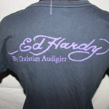 Load image into Gallery viewer, Vintage Ed Hardy by Christian Audigier black Koi fish graphic tee (S/M)
