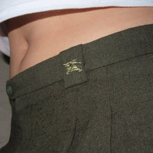 Load image into Gallery viewer, Vintage Burberry velvet green wide leg trousers (W33)

