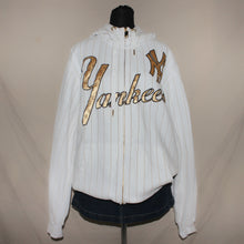 Load image into Gallery viewer, Vintage Yankees stripped gold plated zipped up hoodie (XXL)
