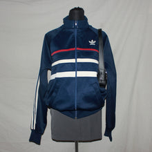 Load image into Gallery viewer, Vintage Adidas navy blue track zip-up (S)
