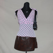 Load image into Gallery viewer, Pink and green polka dot wrap tank (M)
