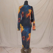 Load image into Gallery viewer, Skin tight mesh Meshki floral patterned long dress (S)
