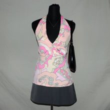 Load image into Gallery viewer, Boho patterned pink halter tankini (S)

