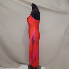 Load image into Gallery viewer, Red and pink satin midi dress (S)
