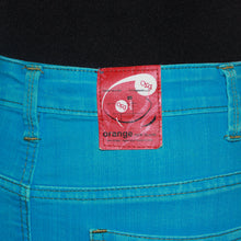 Load image into Gallery viewer, Teal blue buttoned design flared denim long skirt (XS)
