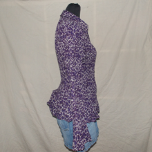 Load image into Gallery viewer, Purple cheetah print ruched mesh top (S)
