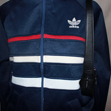 Load image into Gallery viewer, Vintage Adidas navy blue track zip-up (S)
