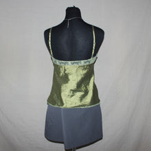Load image into Gallery viewer, Green satin type laced tank (M)
