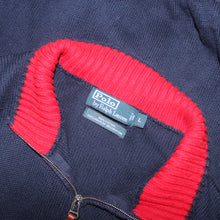 Load image into Gallery viewer, Polo by RL navy blu collared red sweater (L)
