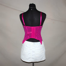 Load image into Gallery viewer, Butterfly cut hot pink floral mesh corset (S/M)
