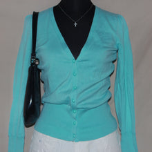 Load image into Gallery viewer, Teal v-neck cardigan (S)
