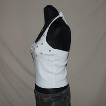 Load image into Gallery viewer, White buttoned design halter (S/M)
