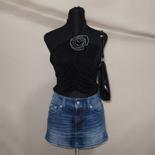 Load image into Gallery viewer, Mesh rose bedazzled pattern halter top (M)
