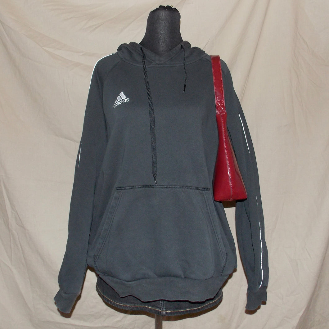 Adidas black stripped hoodie (XL)
