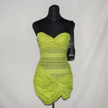 Load image into Gallery viewer, Ego Bendeau ruched crocheted tube midi dress (XS)
