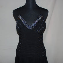 Load image into Gallery viewer, Black bedazzled asymmetrical long dress (M)
