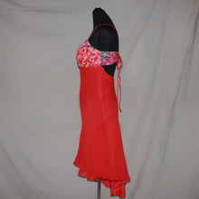 Load image into Gallery viewer, Rexevsly red asymmetrical beaded bodice midi dress (S)
