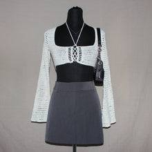 Load image into Gallery viewer, White Fox crochet white crop top (S)
