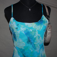 Load image into Gallery viewer, 90s inspired turquoise floral fringe maxi dress (M/L)
