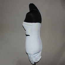 Load image into Gallery viewer, White ruched double-ring cut midi dress (S)
