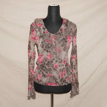 Load image into Gallery viewer, Floral brown mesh long sleeves (M)
