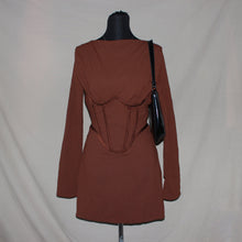 Load image into Gallery viewer, Brown corseted midi dress (XS/S)
