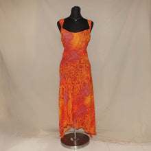 Load image into Gallery viewer, Peruna floral boho orange asymmetrical midi dress (M)
