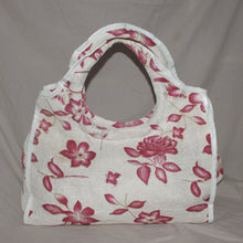 Load image into Gallery viewer, Floral burlap tote bag w/ matching coin purse
