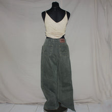 Load image into Gallery viewer, Olive green flared denim jeans (W28)
