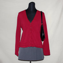 Load image into Gallery viewer, Maroon ruched patterned cardigan (M)
