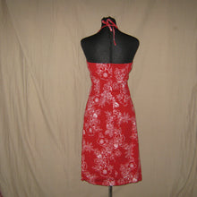 Load image into Gallery viewer, Red floral halter dress (S)
