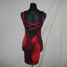Load image into Gallery viewer, Portrait print red mini bodycon dress (S)
