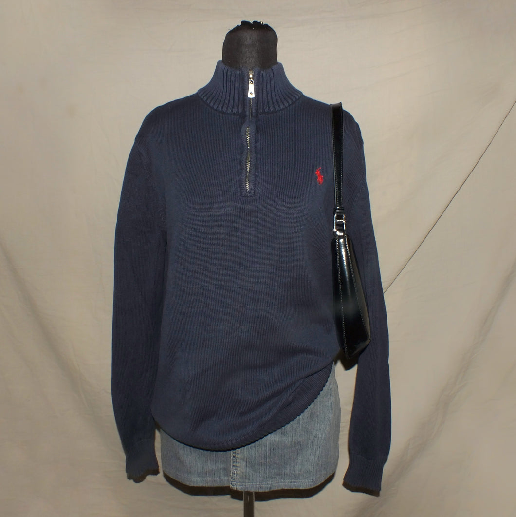 Polo Ralph Lauren navy blue zipped collar sweater (XL)