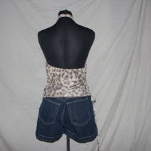 Load image into Gallery viewer, Leopard print ruched halter mesh top (M)
