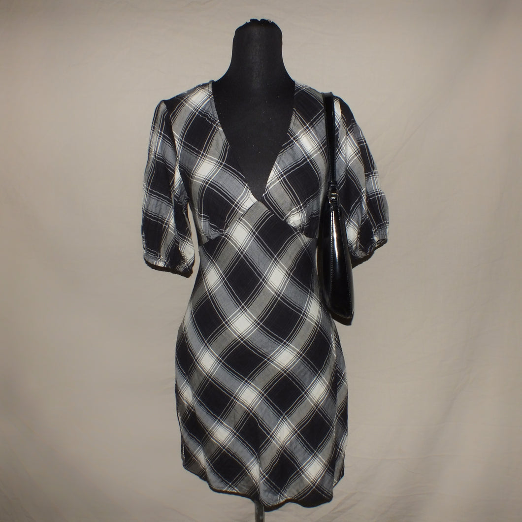 Black gingham midi dress (XS)