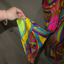 Load image into Gallery viewer, Boho patterned flared bright midi dress (S)
