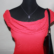 Load image into Gallery viewer, BL bedazzled red off shoulder midi dress (S/M)
