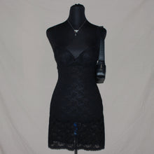 Load image into Gallery viewer, Black laced mesh midi dress (XS/S)
