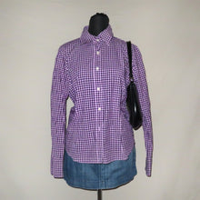 Load image into Gallery viewer, Valentin gingham patterned purple polo (S)
