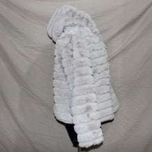 Load image into Gallery viewer, Off white colored fur hooded jacket (M)

