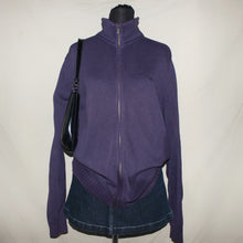 Load image into Gallery viewer, Lacoste purple knitted coated zip up cardigan (L)
