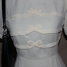 Load image into Gallery viewer, White ribbon patterned midi dress (XS)
