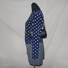 Load image into Gallery viewer, Navy blue polka dot mesh top (S)
