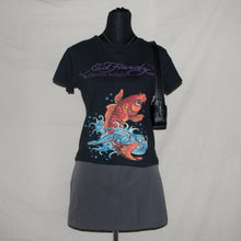 Load image into Gallery viewer, Vintage Ed Hardy by Christian Audigier black Koi fish graphic tee (S/M)
