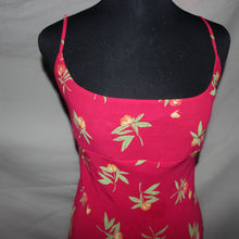 Load image into Gallery viewer, Red floral mesh fabric midi dress (XS)
