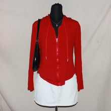 Load image into Gallery viewer, Bright red thin cotton zip-up hoodie (S/M)
