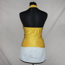 Load image into Gallery viewer, Mustard yellow Y2K asymmetrical halter top (S)
