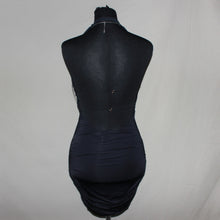 Load image into Gallery viewer, Oh Polly black ruched cowl neck midi dress (XS)
